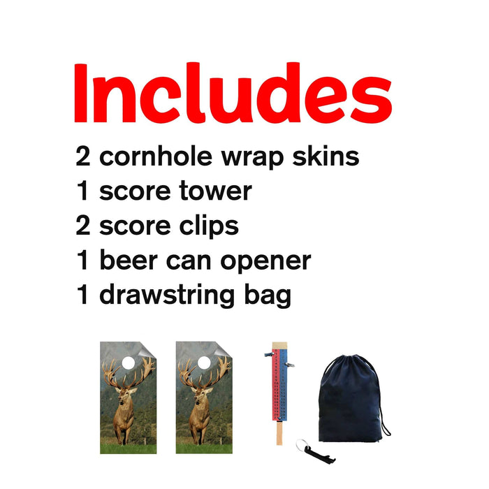 Deer On Grass Cornhole Boards Wraps (Set of 2)