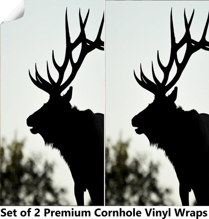 Big White Deer Cornhole Boards Wraps (Set of 2)