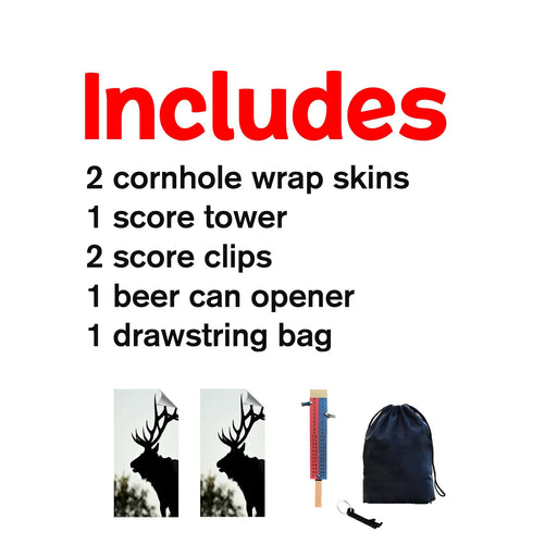 Big White Deer Cornhole Boards Wraps (Set of 2)