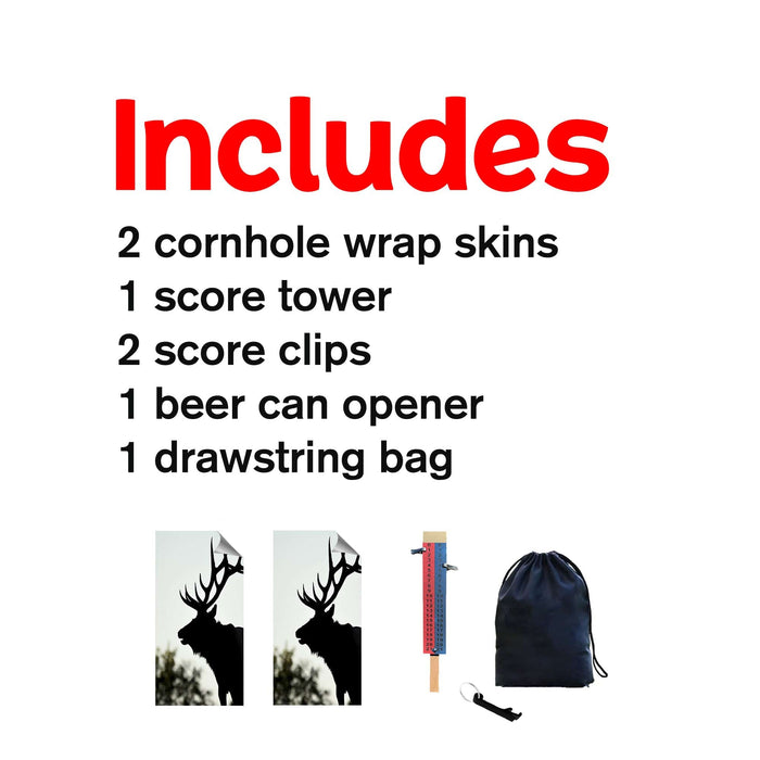 Big White Deer Cornhole Boards Wraps (Set of 2)