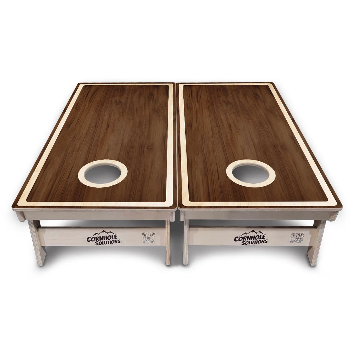 Dark Wood Natural Border Cornhole Boards – Tournament Series