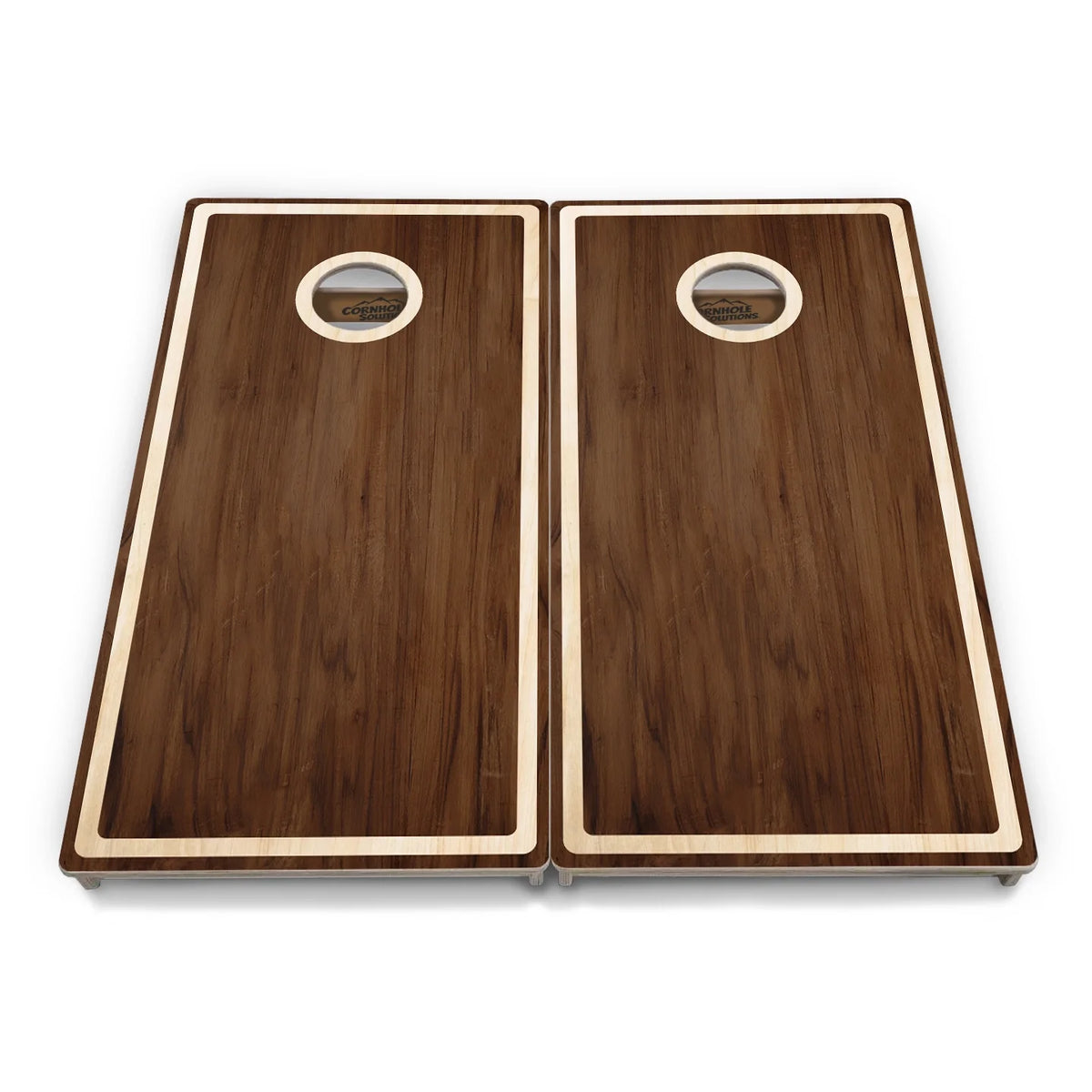 Dark Wood Natural Border Cornhole Boards – Tournament Series