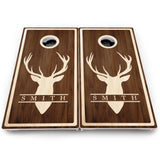 Personalized Buck Woodgrain Cornhole Boards – Pro Lite or Pro Elite