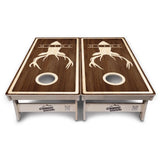 Personalized Buck Woodgrain Cornhole Boards – Tournament Series