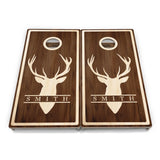 Personalized Buck Woodgrain Cornhole Boards – Tournament Series