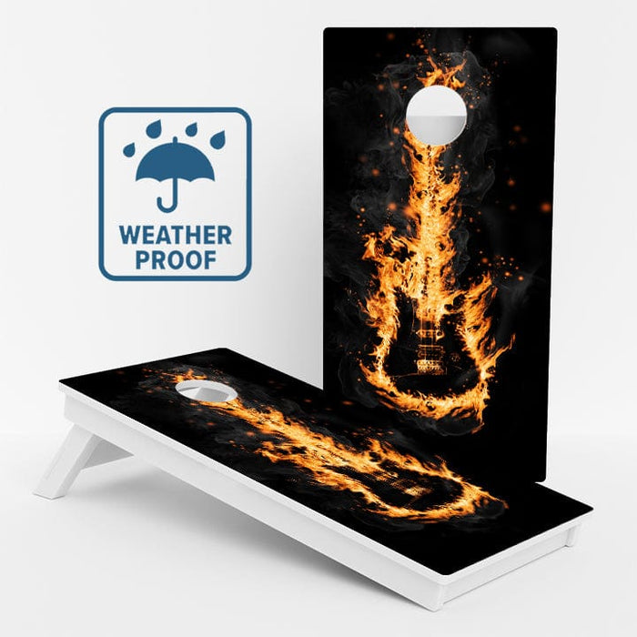 Boards Flaming Guitar Weather Proof Cornhole Boards