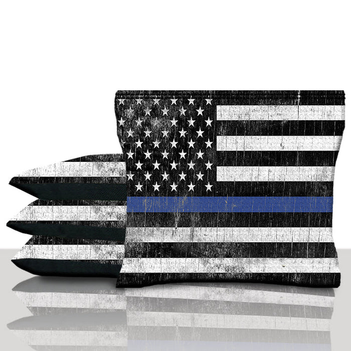 Rustic Blue Line Cornhole Bags