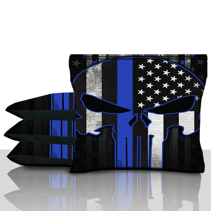 Blue Line Punisher Skull Cornhole Bags