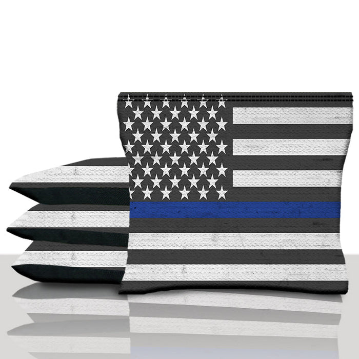 Blue Line American Flag Cornhole Bags