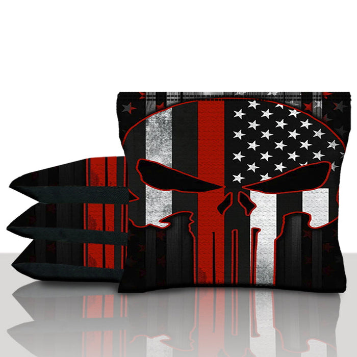 Punisher Red Line Skull Cornhole Bags