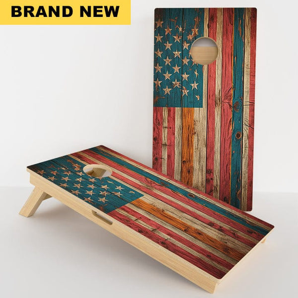 Boards Vintage Wood American Flag Professional Cornhole Boards