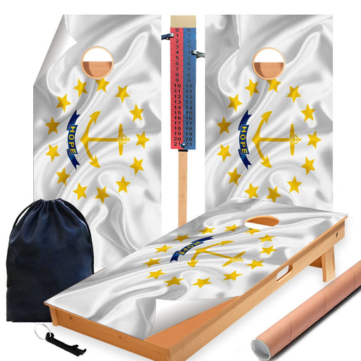 Rhode Island Classic State Flag Cornhole Boards Wraps (Set of 2)
