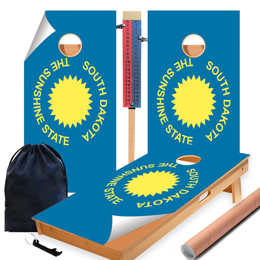 South Dakota Classic State Flag Cornhole Boards Wraps (Set of 2)