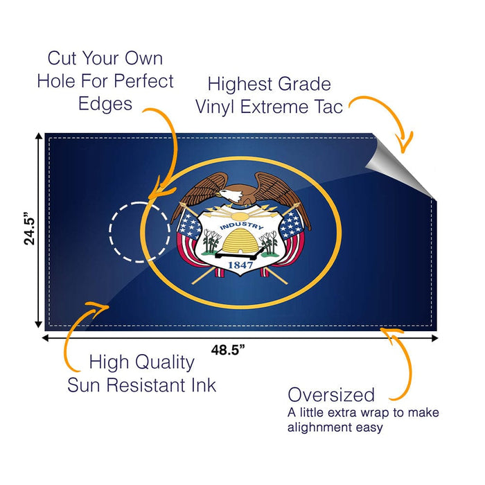 Utah Classic State Flag Cornhole Boards Wraps (Set of 2)