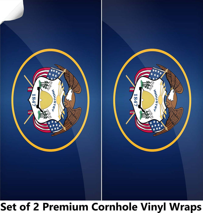 Utah Classic State Flag Cornhole Boards Wraps (Set of 2)