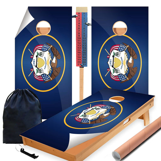 Utah Classic State Flag Cornhole Boards Wraps (Set of 2)