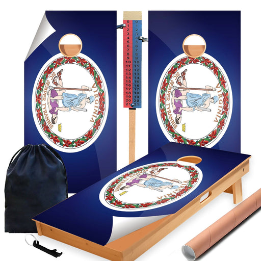 Virginia Classic State Flag Cornhole Boards Wraps (Set of 2)