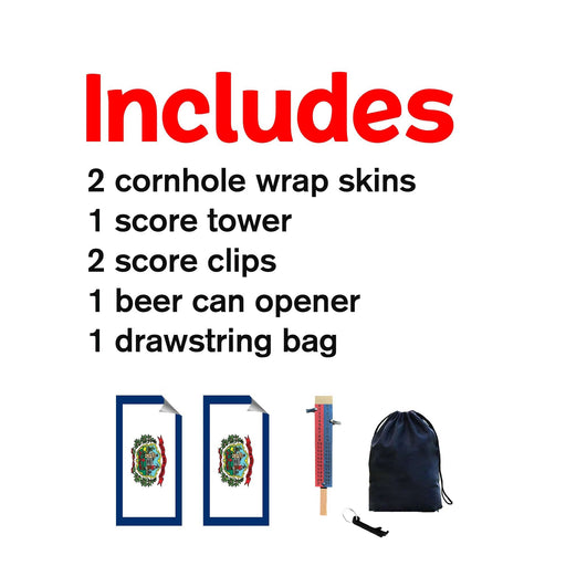 West Virginia Classic State Flag Cornhole Boards Wraps (Set of 2)