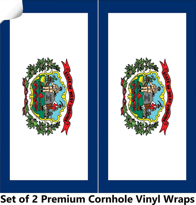 West Virginia Classic State Flag Cornhole Boards Wraps (Set of 2)