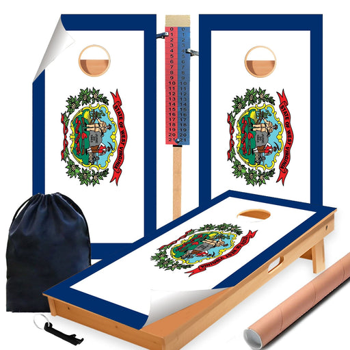 West Virginia Classic State Flag Cornhole Boards Wraps (Set of 2)