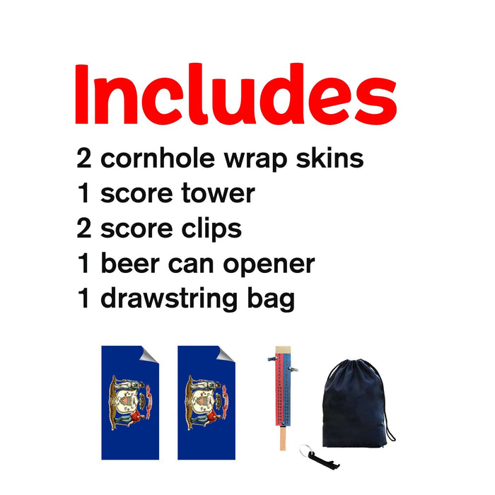 Wyoming Classic State Flag Cornhole Boards Wraps (Set of 2)