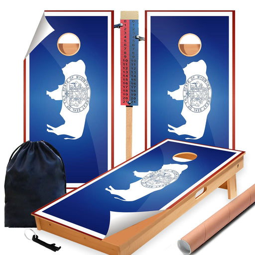 Wyoming Classic State Flag Cornhole Boards Wraps (Set of 2)