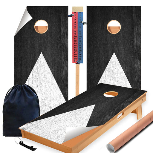 Black White Arrow Cornhole Boards Wraps (Set of 2)
