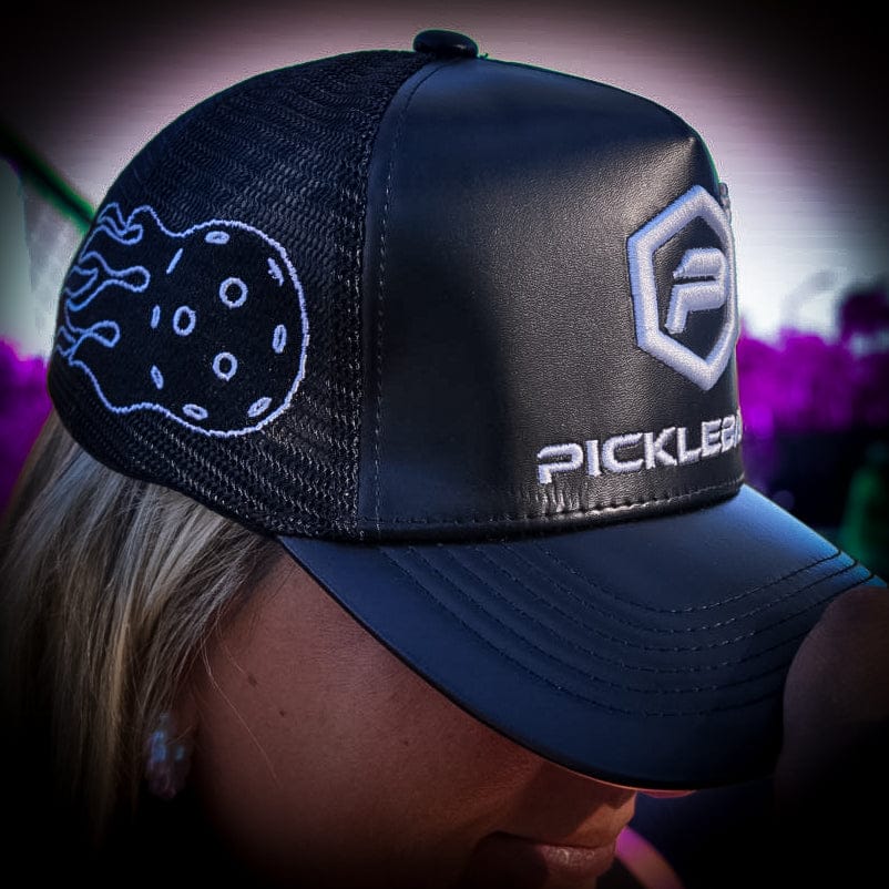 Hat Leather Logo Trucker Hat
