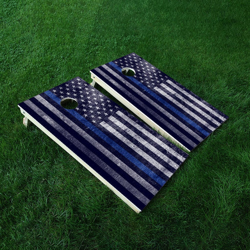 Cloudy Blue Lines Cornhole Boards Wraps (Set of 2)