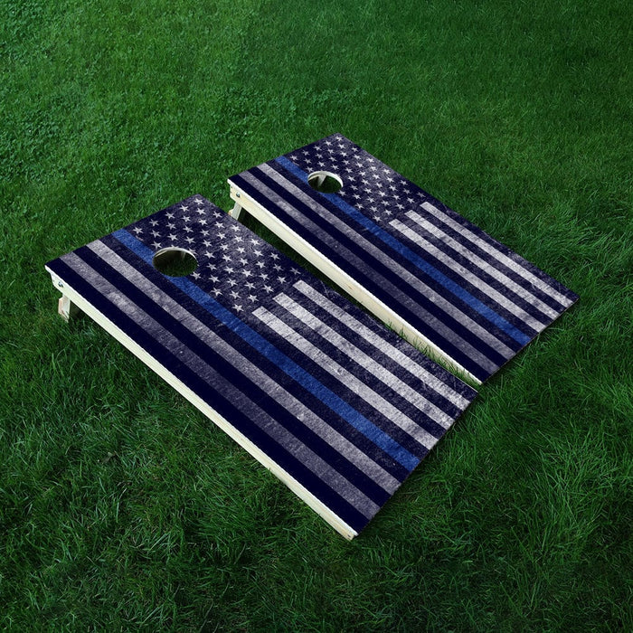 Cloudy Blue Lines Cornhole Boards Wraps (Set of 2)