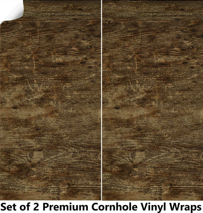 Dark Plain Wood Cornhole Boards Wraps (Set of 2)