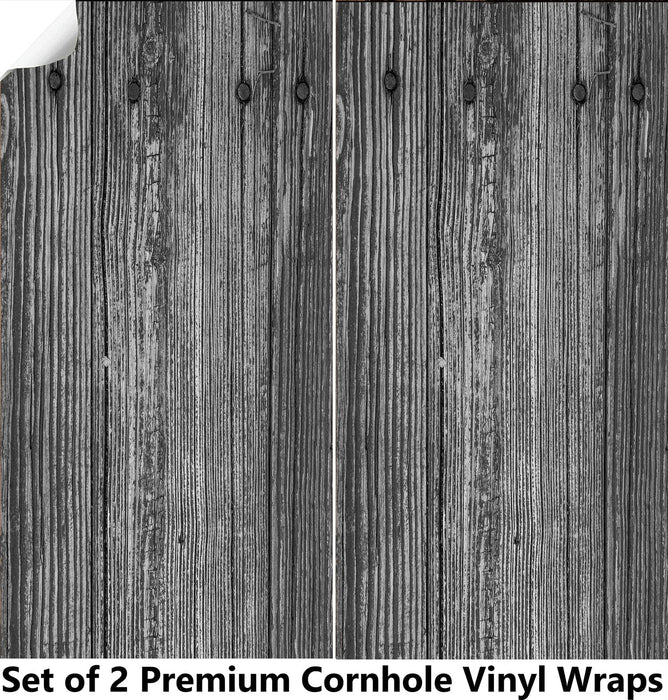 Grey Wood Cornhole Boards Wraps (Set of 2)