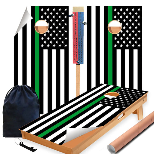 Green Lines Cornhole Boards Wraps (Set of 2)
