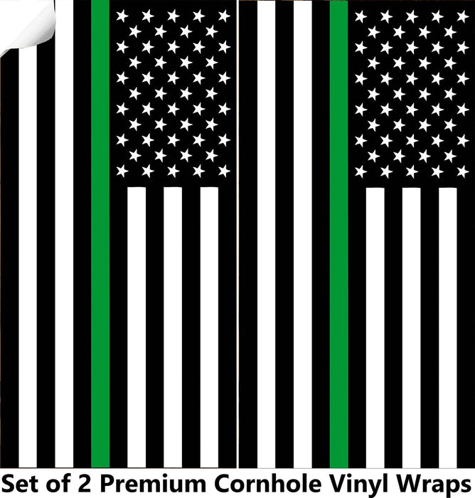 Green Lines Cornhole Boards Wraps (Set of 2)