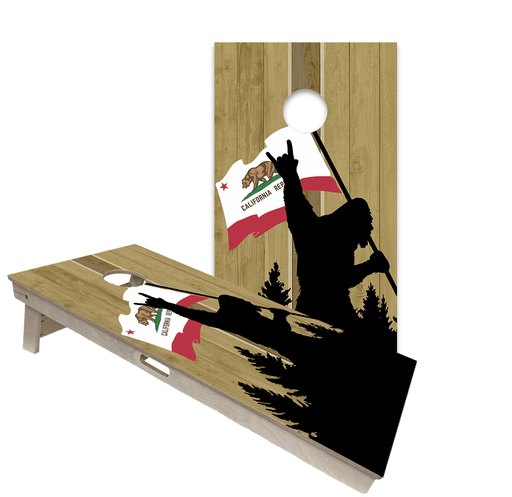 Cornhole Boards World Series of Cornhole Official 2' x 4' Professional Cornhole Board Runway 2402P - Sasquatch Holding a California Flag