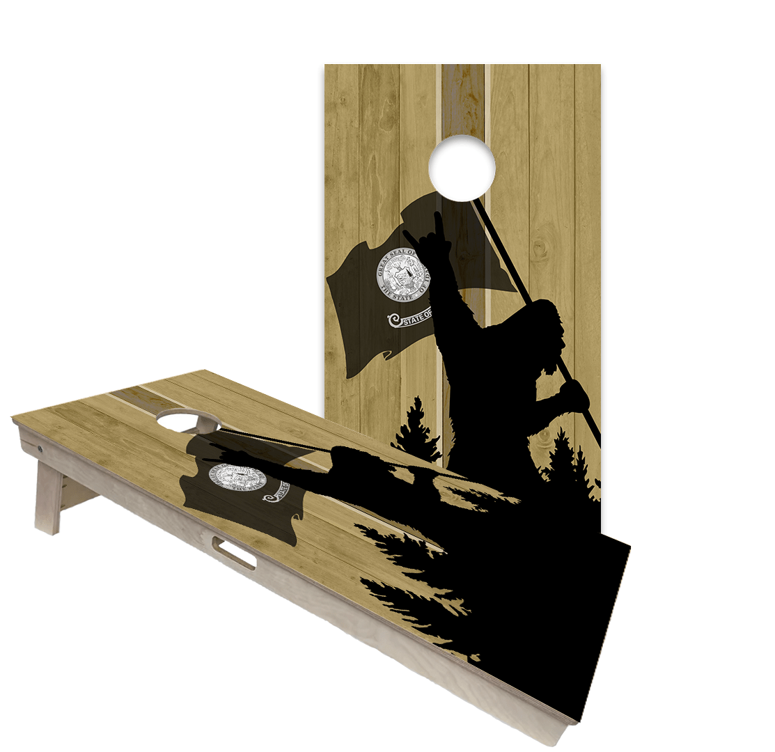 Cornhole Boards World Series of Cornhole Official 2' x 4' Professional Cornhole Board Runway 2402P - Sasquatch Holding an Idaho Flag