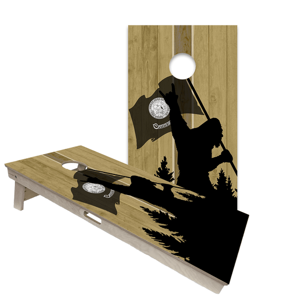 Cornhole Boards World Series of Cornhole Official 2' x 4' Professional Cornhole Board Runway 2402P - Sasquatch Holding an Idaho Flag