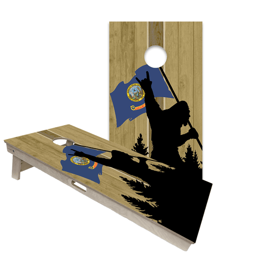 Cornhole Boards World Series of Cornhole Official 2' x 4' Professional Cornhole Board Runway 2402P - Sasquatch Holding an Idaho Flag