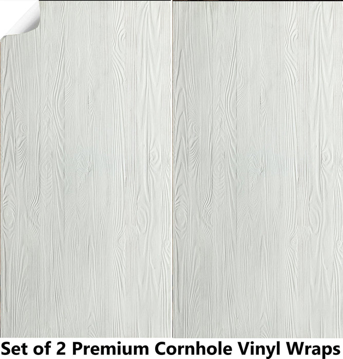 White Wood Cornhole Boards Wraps (Set of 2)