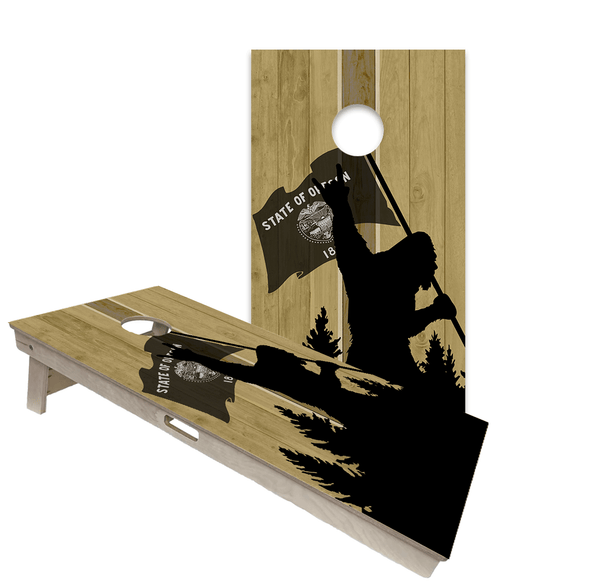 Cornhole Boards World Series of Cornhole Official 2' x 4' Professional Cornhole Board Runway 2402P - Sasquatch Holding an Oregon Flag
