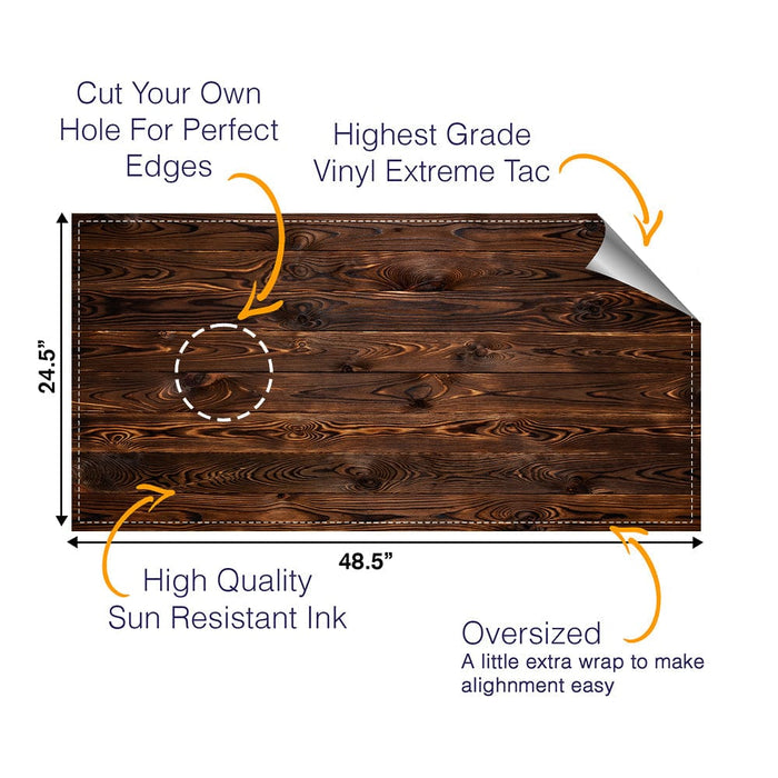 Dark Plank Wood Cornhole Boards Wraps (Set of 2)