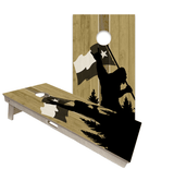 Cornhole Boards World Series of Cornhole Official 2' x 4' Professional Cornhole Board Runway 2402P - Sasquatch Holding a Texas Flag