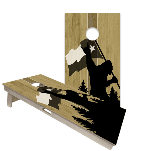 Cornhole Boards World Series of Cornhole Official 2' x 4' Professional Cornhole Board Runway 2402P - Sasquatch Holding a Texas Flag
