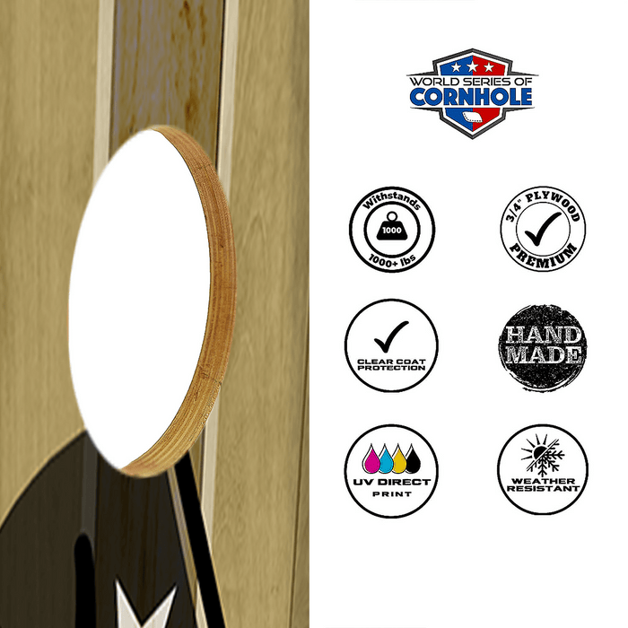 Cornhole Boards World Series of Cornhole Official 2' x 4' Professional Cornhole Board Runway 2402P - Sasquatch Holding a Texas Flag
