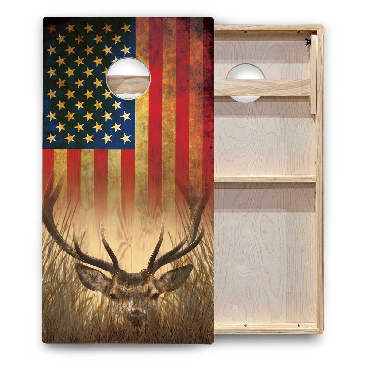 Hidden Deer & Fish Cornhole Boards - Backyard Series