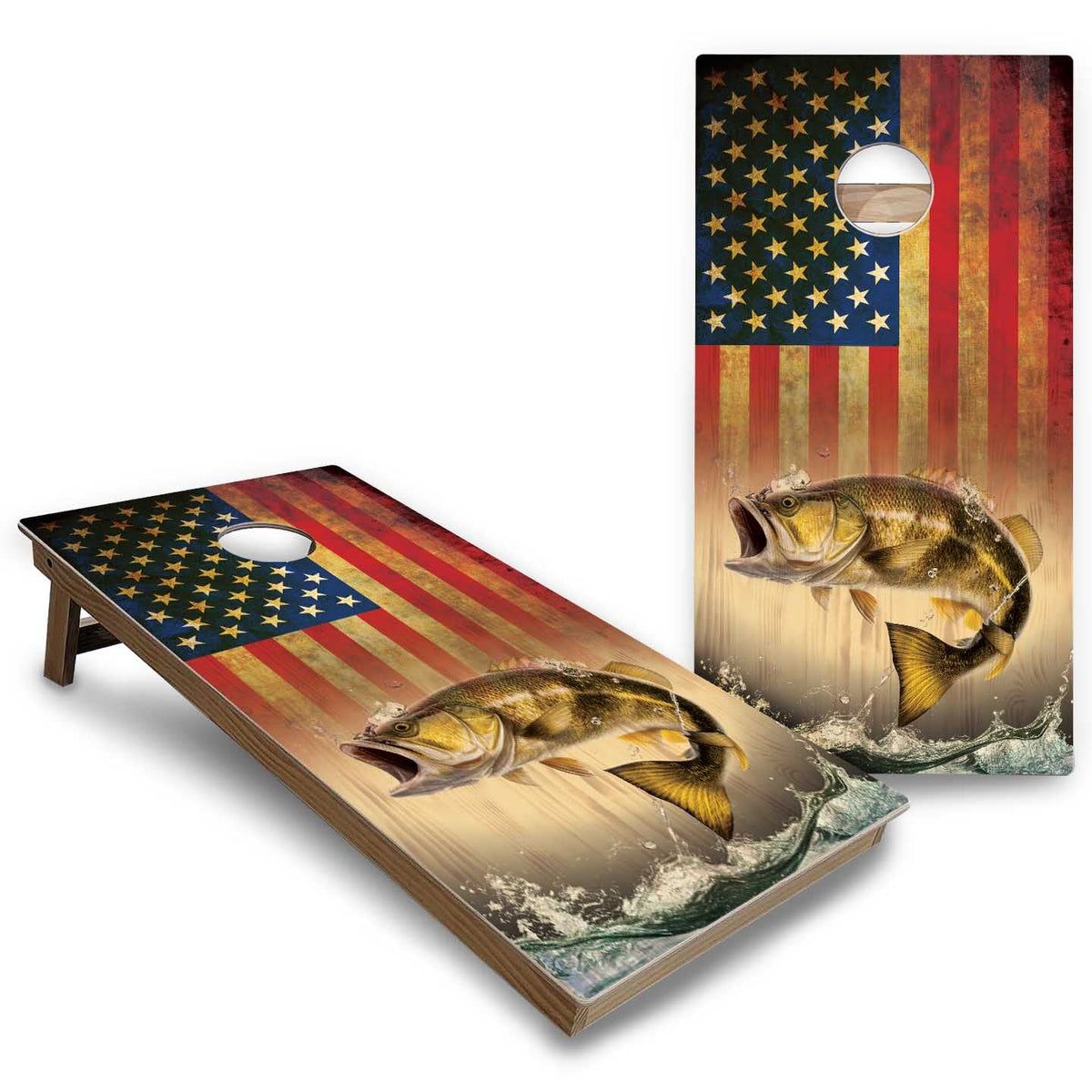 Hidden Deer & Fish Cornhole Boards - Backyard Series