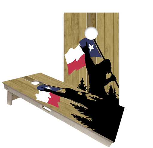 Cornhole Boards World Series of Cornhole Official 2' x 4' Professional Cornhole Board Runway 2402P - Sasquatch Holding a Texas Flag