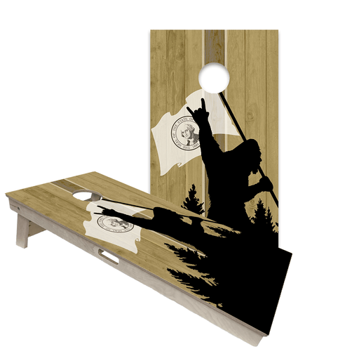 Cornhole Boards World Series of Cornhole Official 2' x 4' Professional Cornhole Board Runway 2402P - Sasquatch Holding a Washington Flag