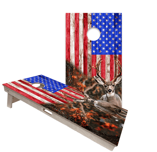 Cornhole Boards World Series of Cornhole Official 2' x 4' Professional Cornhole Board Runway 2402P - Deer with American Flag
