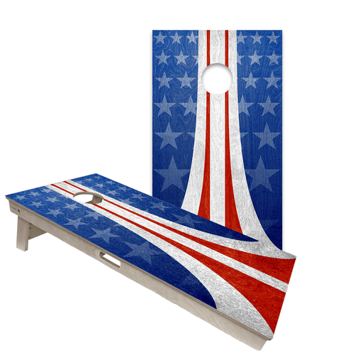 Cornhole Boards World Series of Cornhole Official 2' x 4' Professional Cornhole Board Runway 2402P - Vintage Patriotic with Curved Stripes